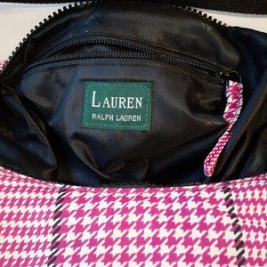 Ralph Lauren red/white/black checkered soft shoulder bag with outside pocket